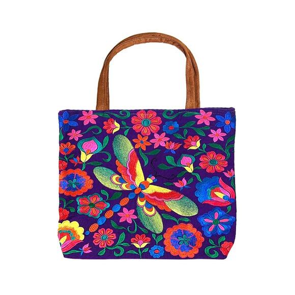 Bohoish Handbags - "Boho Dragonfly" Suede Purse Tote Bag